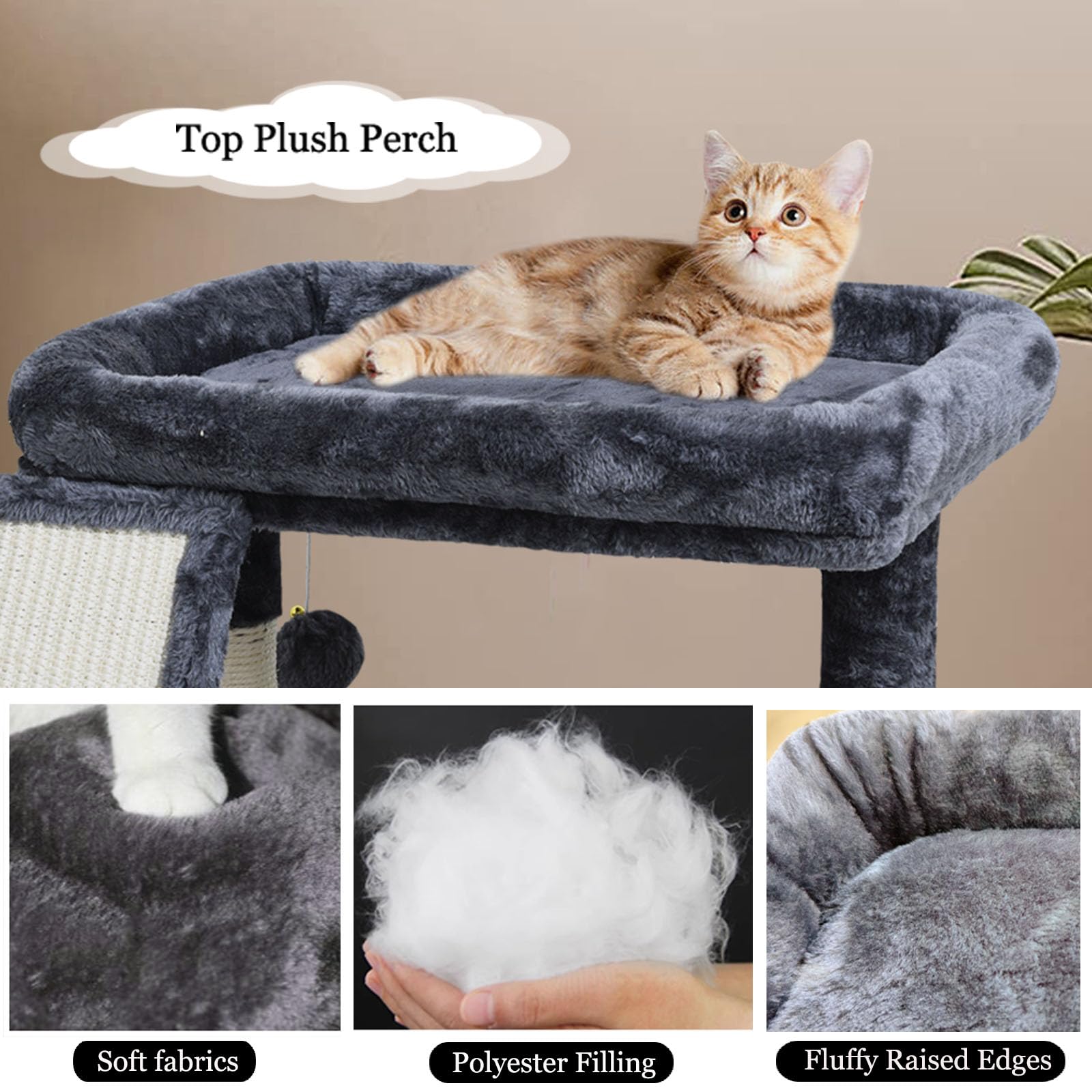 Small Cat Tree Tower For Indoor Use - Stable Condo With Scratching Post, Perch, Board, And Hideout For Kittens(Smoky Grey)